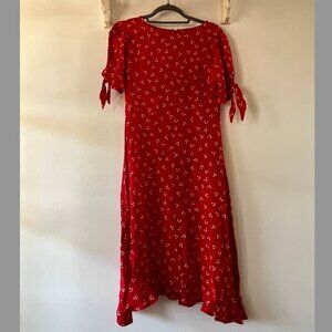 Faithfull the Brand - Red Floral Kneelength Dress - S/M